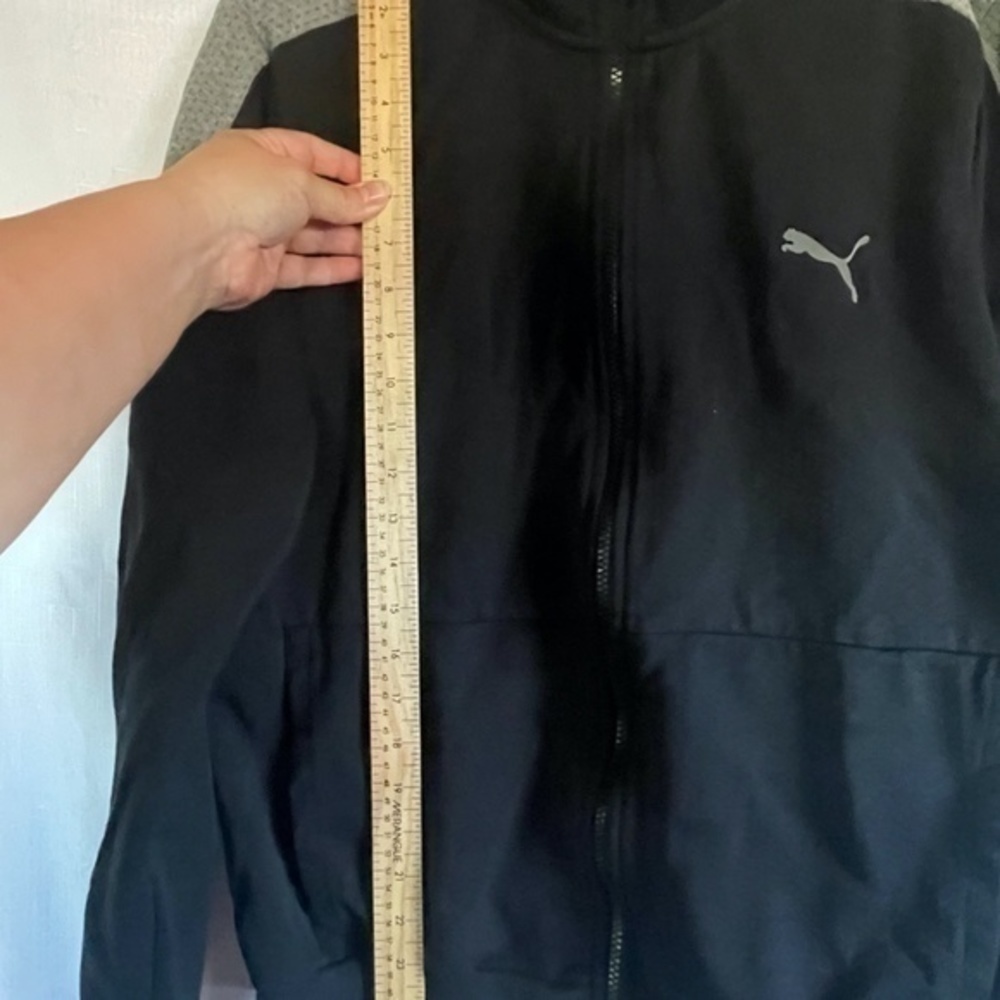 PUMA Mens Black Grey Zip Up Track Jacket Athleisure Cotton Size Medium - Picture 6 of 8